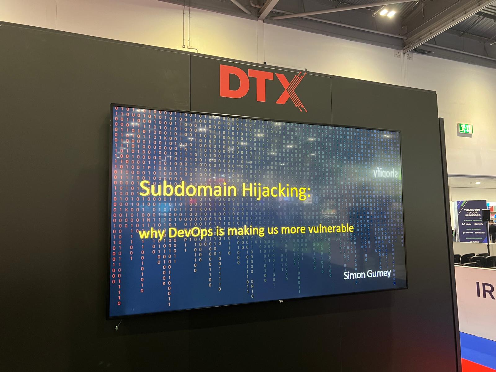 Simon presenting on the cyber attack stage