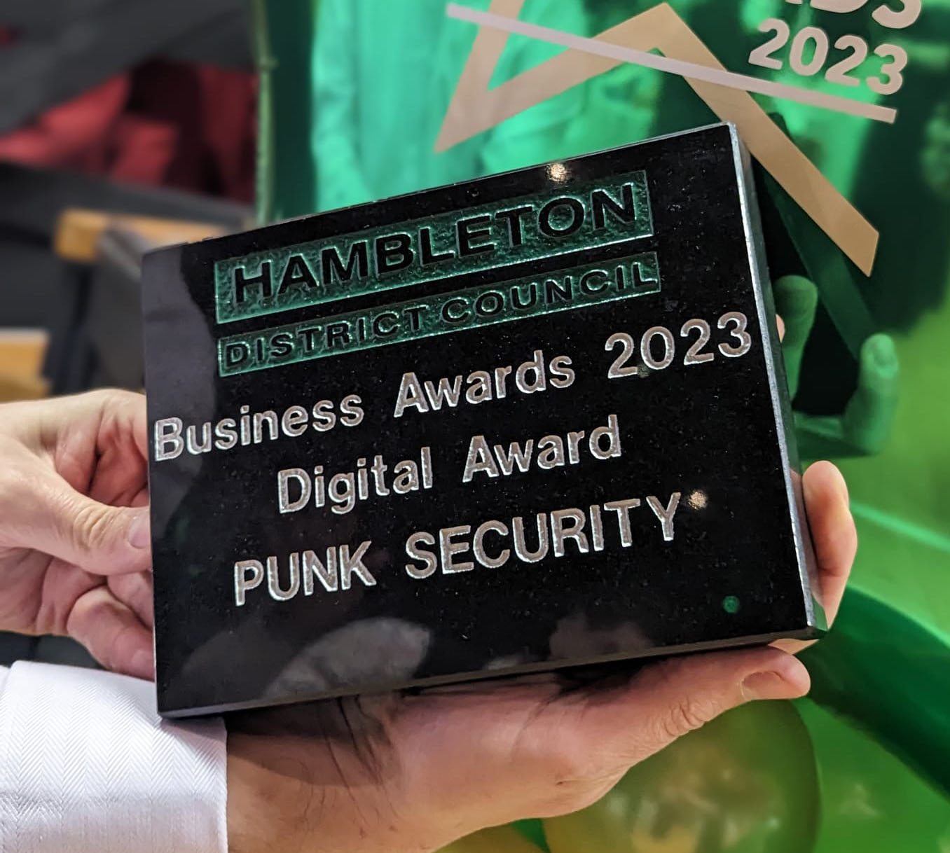 Daniel, Simon and Melissa receiving their award with the other winners on the night!