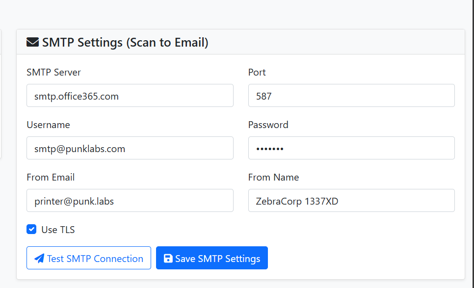 Printer email credentials